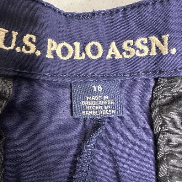 U.S. Polo Assn Flat Front Navy Twill Hartford Short Boys Size 18 Shorts Pockets - Picture 7 of 8